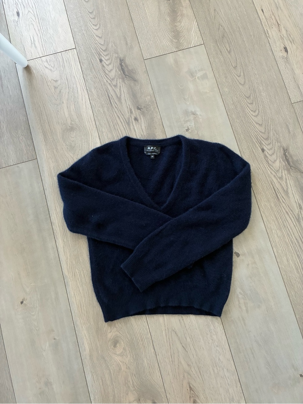 A.P.C. Navy V-Neck Wool Blend Sweater